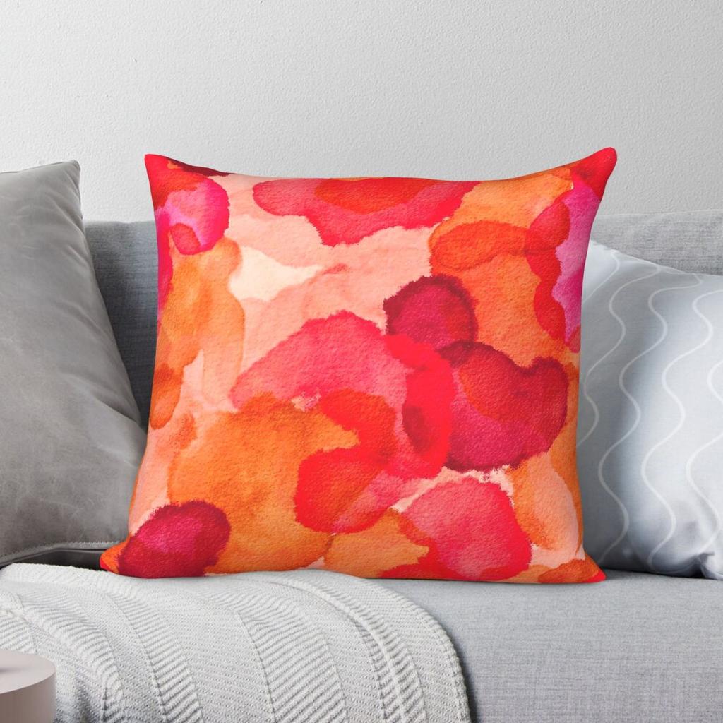 Red Pink Orange Salmon Color Square Pillowcase Polyester Linen Velvet Creative Decorative Throw Pillow Case Home Cushion Cover