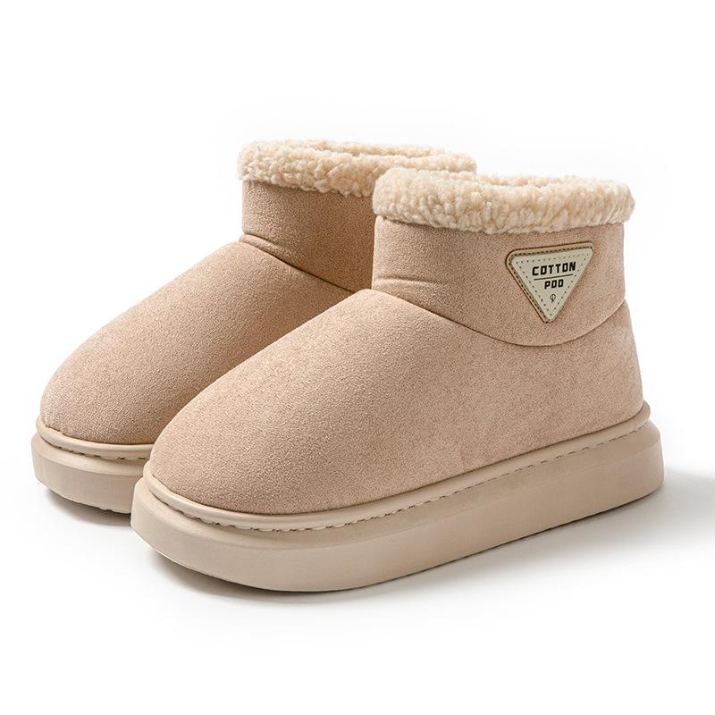 Женские зимние высокие нескользящие хлопковые ботинки на толстой подошве с плюшевой подкладкой