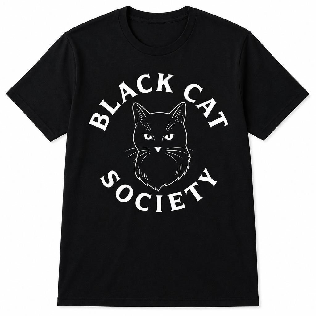 Cute Black Cat Lover Shirt Minimalist Kitty Feline Halloween Graphic Tee
