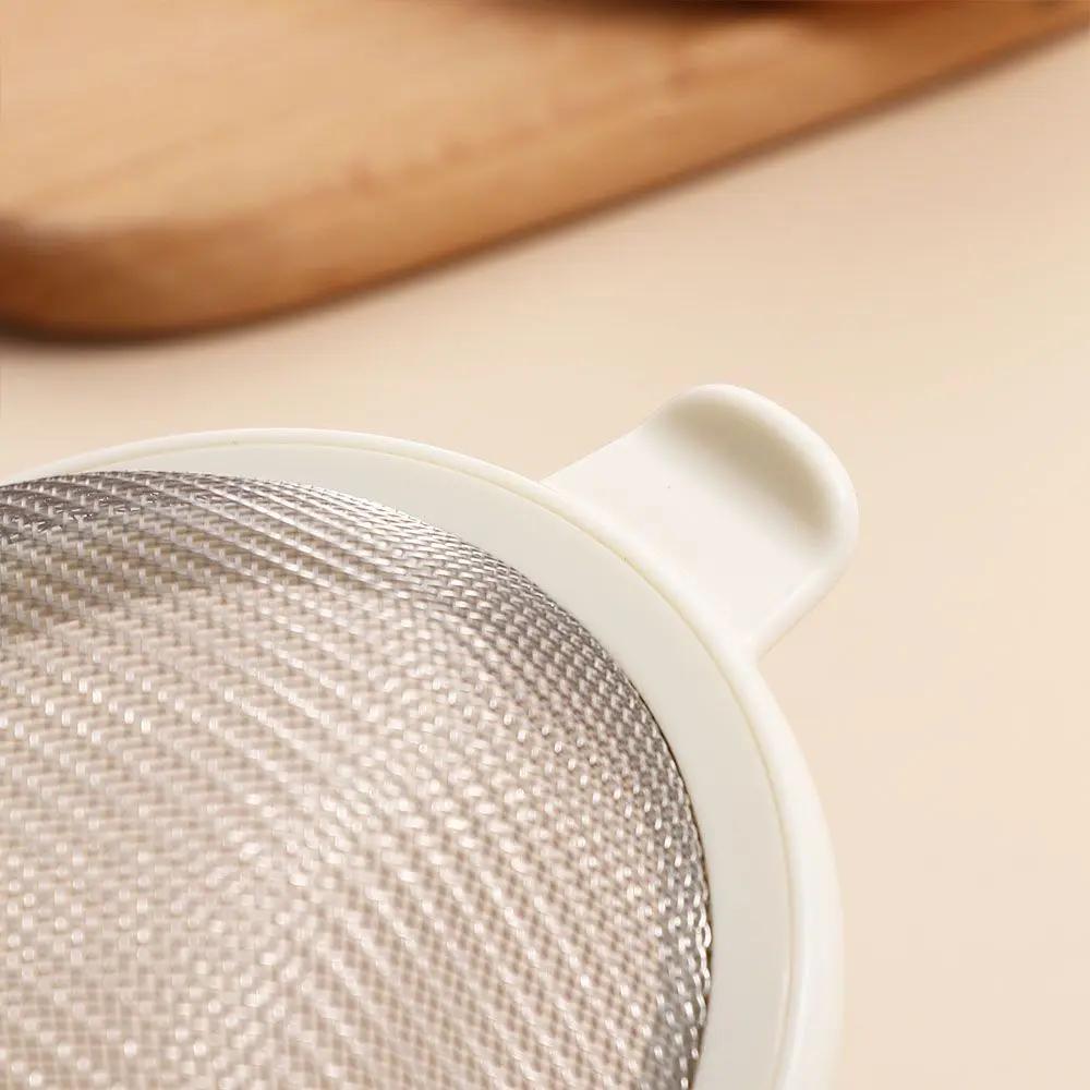 Wooden Handle Sieve Stainless Steel Fine Mesh Flour Sifter Colander Sugar Cocoa Matcha Powder Flour Colander Hand-held