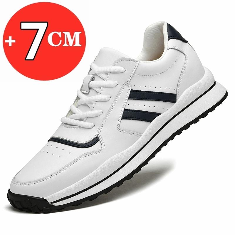 Spring Autumn Men Sneakers Elevator Shoes Heightening Height Increase Insole 7Cm Soft Leather Men Moccasins Taller Shoes Leisure