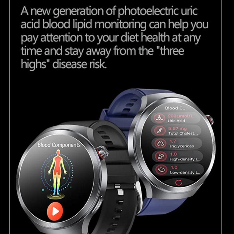 2025 New Uric Acid Blood Pressure Blood Oxygen Body Analysis Smart Watch ECG+PPG Clock Bluetooth Call Smart Watch Men Fatigue Monitoring