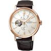 Men's RK-AV0001S (Classic Semi-Skeleton Men's) Round Watch Brown Stainless Analog