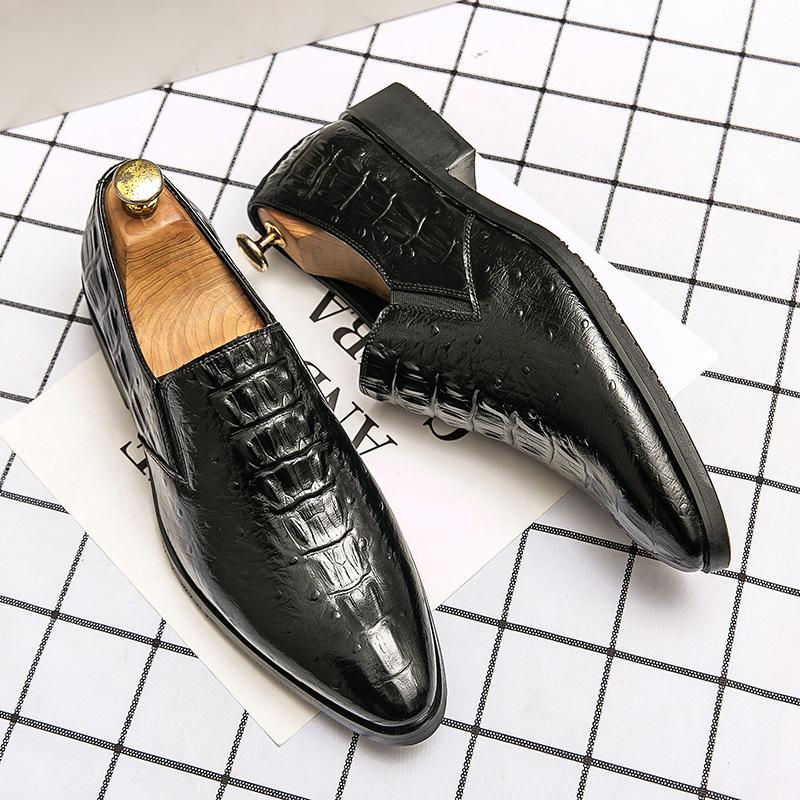 Men's Casual Leather Shoes Fashion Large Size New Crocodile Pattern Leather Shoes Trend Foot Loafers