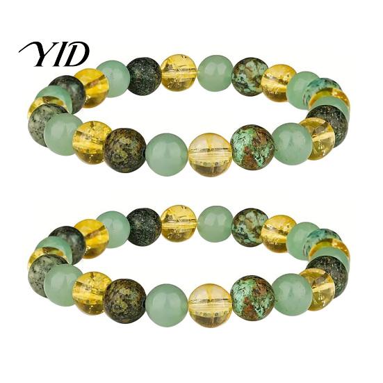 Handmade Charm Jewelry Natural Stone Stretch Bracelet, Adjustable Elastic Healing Faux Anniversary Gift for Him Crystal Spiritual Gifts Men