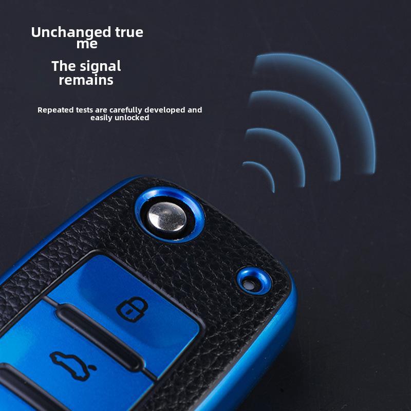 Чехол для ключа Volkswagen из ТПУ кожи для Sagitar, Lavida, Jetta, Golf, Magotan - дизайн с пряжкой-ракушкой