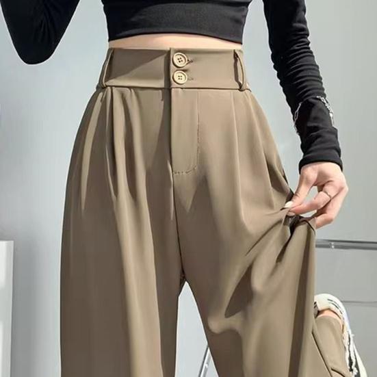 Женские брюки с высокой талией, прямые, широкие брюки с карманами, застежкой-молнией, однотонные, свободного кроя, костюмные брюки, рабочая одежда