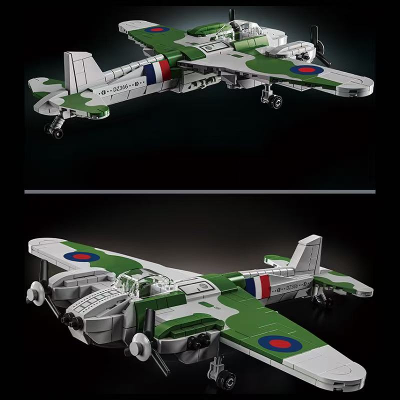 WW2 UK Military Mosquito Air Fighter Glider Battle Bomber Building Blocks Model Childrens Kids Hobby Toy Gift for Birthday Christmas