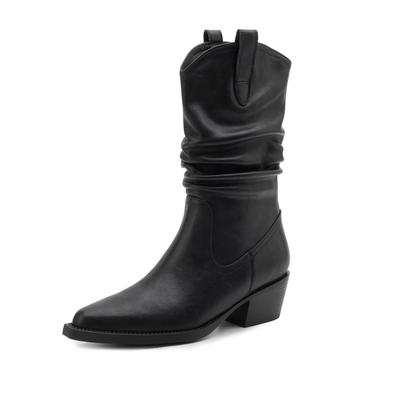 Туфли из натуральной кожи на осень-зиму, средний каблук, размер 41, ковбойские сапоги, остроносые, слипоны, ботильоны