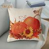 Thanksgiving Day Pillowcase Pumpkin Sunflower Pillow Bird Print Pillow Cover with Hidden Zipper Rustic Farmhouse Fall Couch Decor Cushion Case