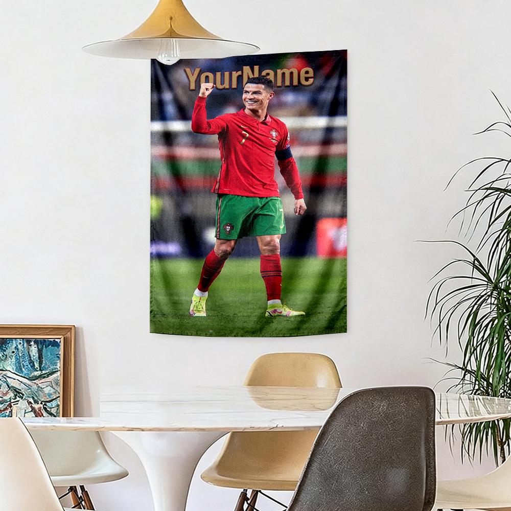 Cristiano Ronaldo Custom Your Name Wall Decor Tapestry Art For Pet Memorial Birthdaywedding Party Backdrop Family Gift