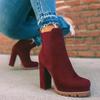 Fashion Fashion Women Ankle Boots Flock Leopard Slip On Short Boots Womens High Heels Platform Autumn Shoes Ladies Booties Retro Plus 43