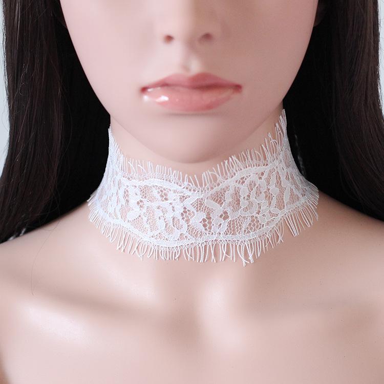 Lace Tassel Choker, Hollow Literary Short Neck Collar, 31–40cm Adjustable