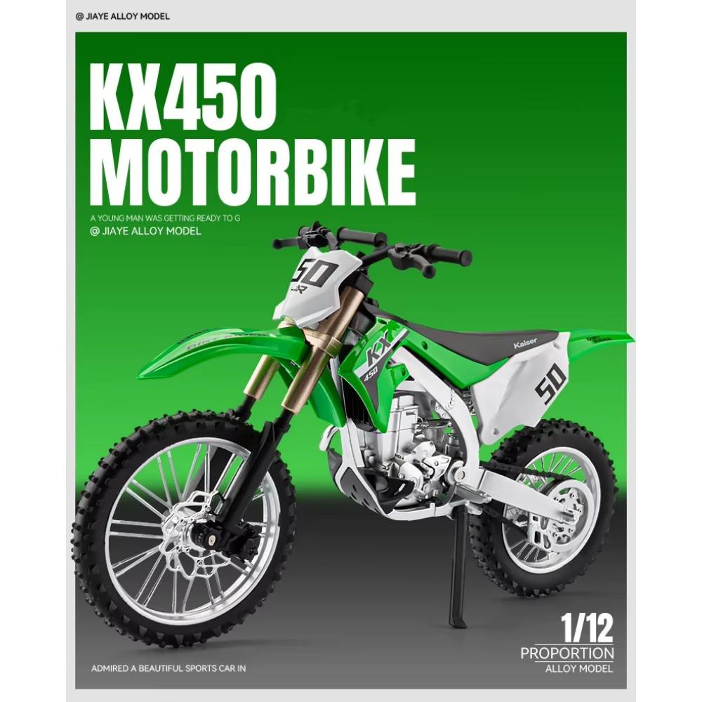 1/12 Scale Kawasaki KX450 Alloy Sports Motorcycle Model Diecast Metal Road Mountain Off-road Motorcycle Model Simulation Kids Toy Gift