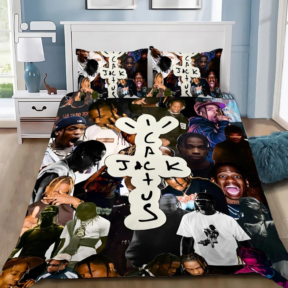 Duvet Pillowcase Bedding Set Adult Boy T-Travis Scott Cactus Jack Bedroom Decoration Children Single Double Large Gift Size
