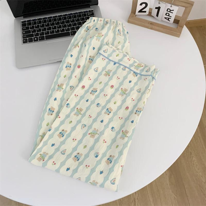 Women Sets Long Sleeve Nightwear Top and Pants Sleepwear 2 Piece Pjs Loungewear Bear Print Cute Pyjamas Set Nightwear