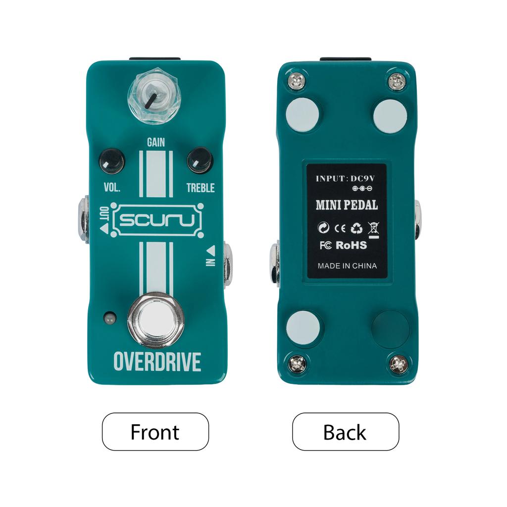 SCURU Guitar Overdrive Effects Pedal GAIN VOL TREBLE DC 9V 6.35mm Input Output Interface Dynamic Response Classic