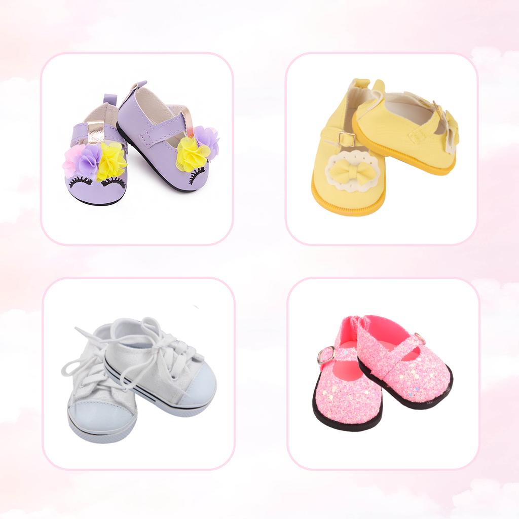 MSYO 18-Inch Fashion 5 Sets Doll Clothes & 2 Sets Random Shoes Set with Mini DIY Cartoon Model Toy Gift for Girls & Accessories