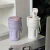 In-Style Portable Insulated Straw Cup - Solid Color, Trendy for Girls & Coffee Lovers