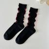 1PAIR Носки женские весна/лето новый стиль волнистые персонализированные носки средней длины носки для девочек в стиле академии моды