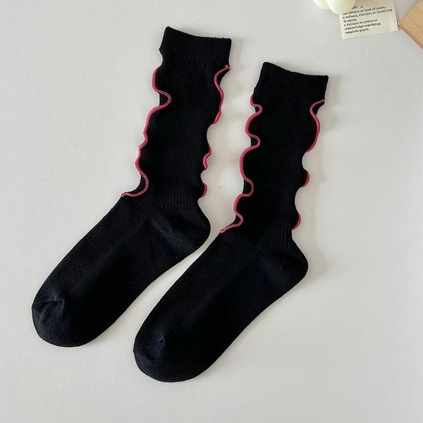 1PAIR Носки женские весна/лето новый стиль волнистые персонализированные носки средней длины носки для девочек в стиле академии моды