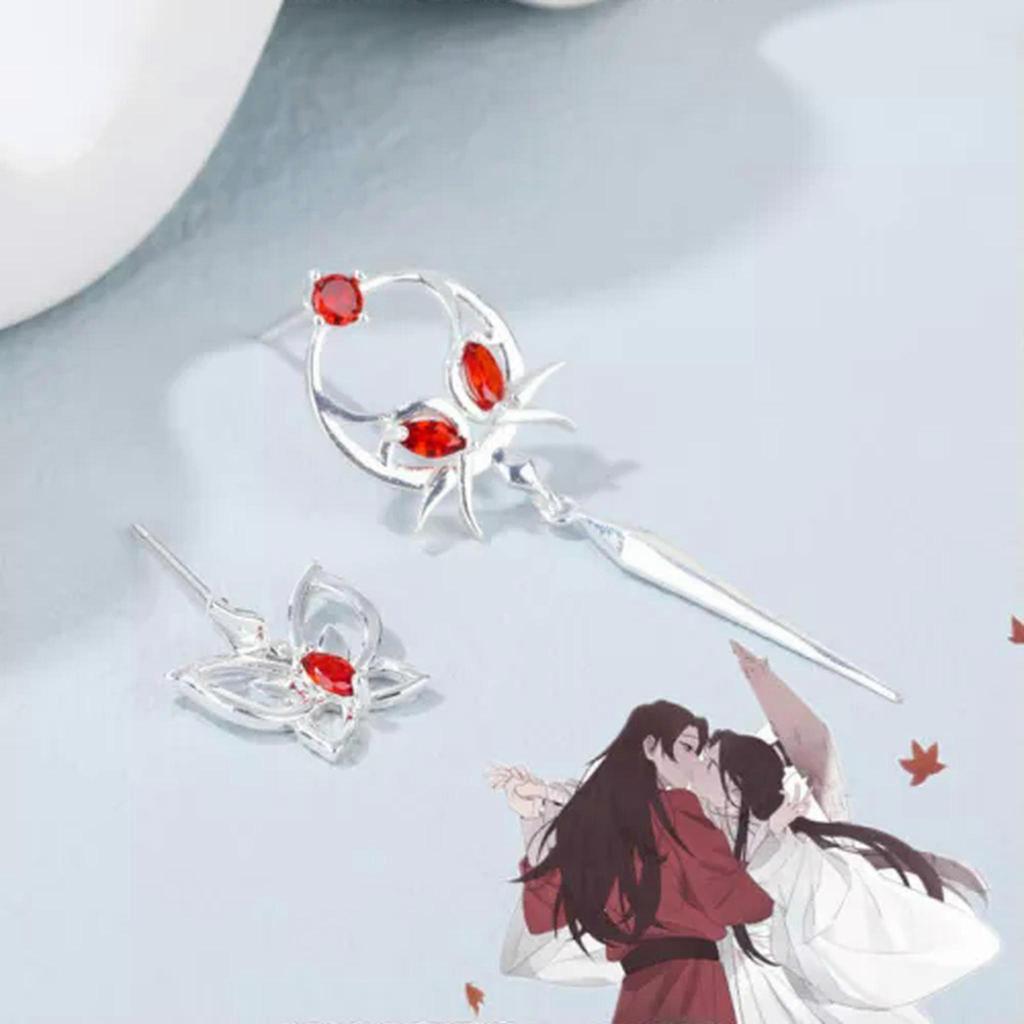 RSAMD 1Pair Anime Irregularity Pendant Ear Stud Women Silver Color Earrings Jewelry-1