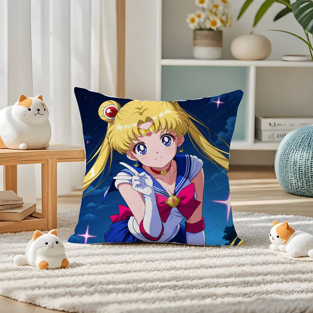 Sailor Moon Rei Hino Anime Plush Pillow Cover Soft Short Plush Cushion Cover For Sofa Bedroom Home Decor Gift Decoration