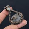 Silver Sheen Obsidian Gemstone Pure Copper Wire Wrapped Handmade Pendant Jewelry