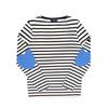 Saint JameS Women S Long Sleeve Tee Bojani Stripe Elbow Heart Patch 8649 Ecru