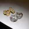 K Real Gold Electroplated Zircon Twisted Ear Clips Simple and Fashionable Earrings Light Luxury High-end Earrings Design Sense Niche