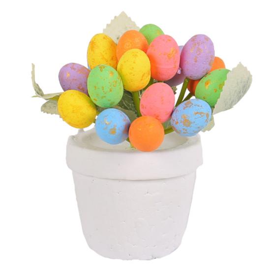 MIT Easter Egg Bonsai Artificial Potted Plant Vibrant Colorful Foam Eggs Ornament for Festive Decoration