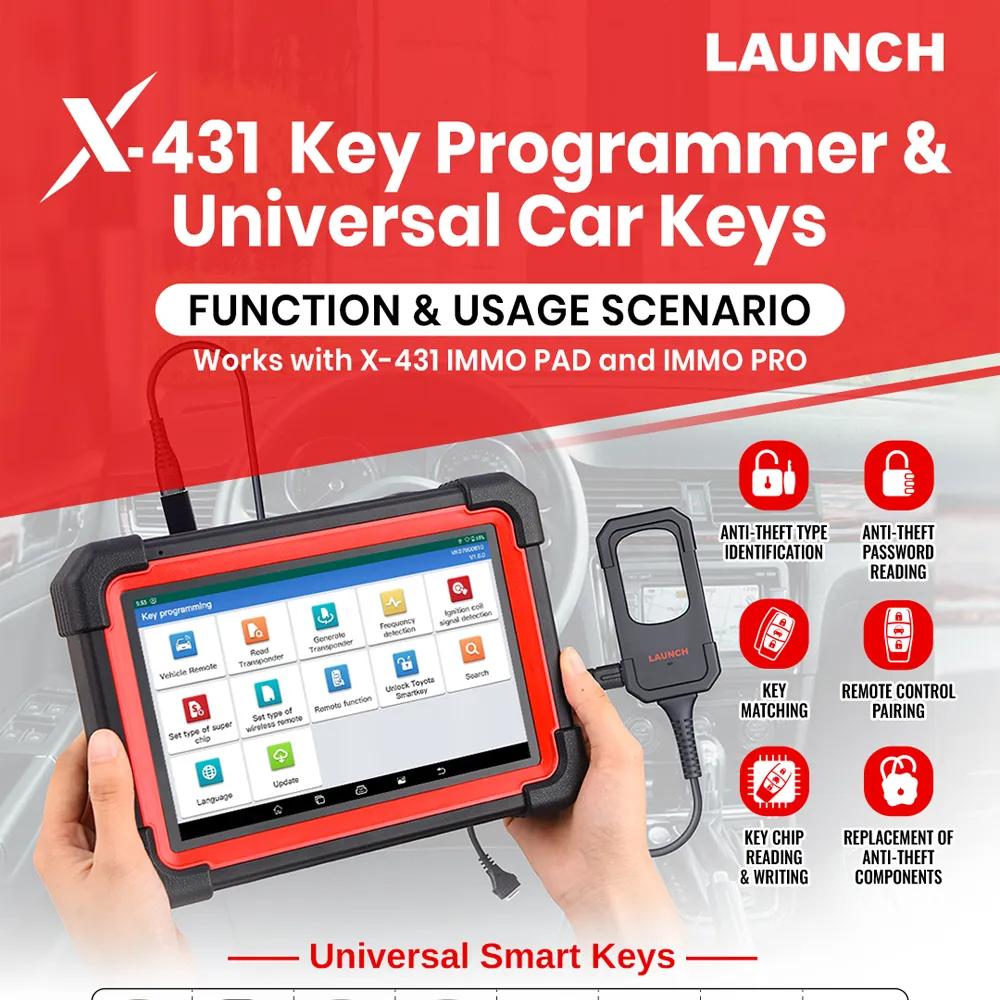 Программатор ключей LAUNCH X431 Набор из 4 ключей Инструменты для программирования IMMO работает с X431 PAD V/ IMMO ELITE/IMMO PLUS /PROG 3