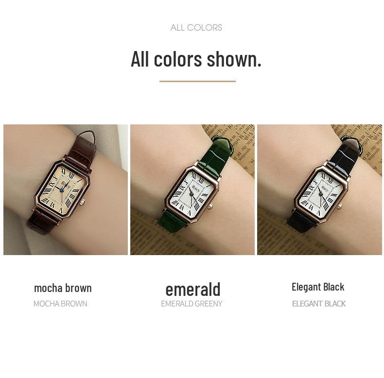 Rscy Ретро Женские Кварцевые Часы из Натуральной Кожи с Маленьким Квадратным Циферблатом – Легкая Роскошь и Нишевый Дизайн Высокого Класса