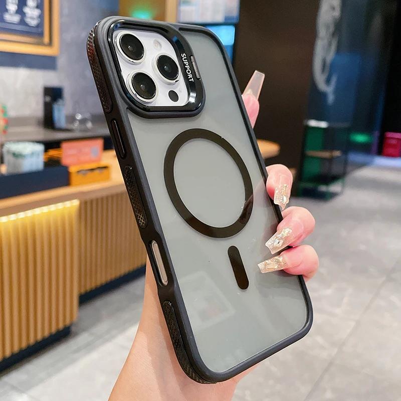 НОВЫЙ Двухцветный магнитный чехол для Magsafe для iPhone 16 15 14 13 12 11 Pro Max Plus Полупрозрачный Матовый Прозрачный Чехол-подставка