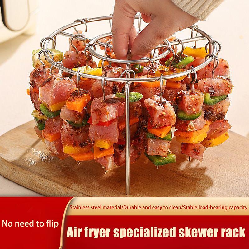 Аэрофритюрница Вертикальная решетка для гриля из нержавеющей стали Съемная решетка для гриля Вертикальный держатель для шампуров для барбекю 24 иглы для выпечки