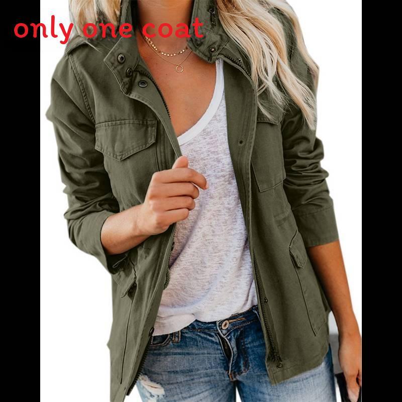 Streetwear Ladies Jacket With Cotton Blend Fabric And Multiple Pockets For Fall Spring Casual Wear