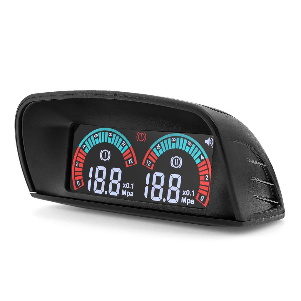 ZMFJH Dual Car Gauge 0-1.2Mpa Double Oil Pressure Meter with Sensor 1/8NPT,M10X1.0 LCD Meter with Buzzing Flash Alarm 12V24V