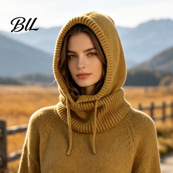Breathable Winter Face Mask Balaclava Hat for Men And Women, Windproof Thermal Headwear Extreme Cold Knitted Hooded Neckerchief, Adjustable Drawstring