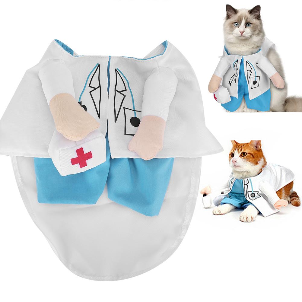 Мини Милые Смешные Кошачьи Одежды Костюм Доктора Нарядный Костюм Одежда Товары для Питомцев(Белый Тип 4)