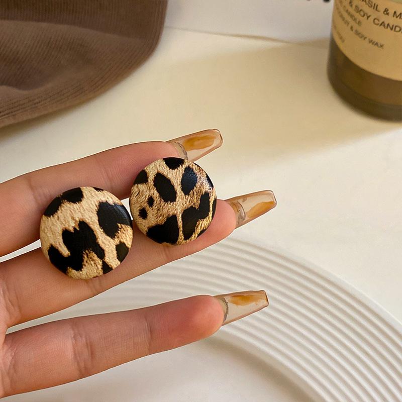 Серьги-подвески Геометрические с бантом Сердце леопарда Серебряная игла - Трендовый корейский стиль для женщин