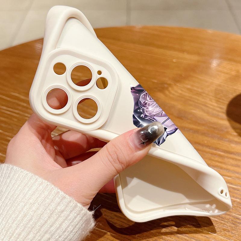 Мягкий чехол для телефона с принтом фиолетовой кристальной розы для iPhone 16 Pro Max 15 14 Pro 13 12 11 XS XR 8 7, модный противоударный чехол из ТПУ для защиты объектива, матовый чехол