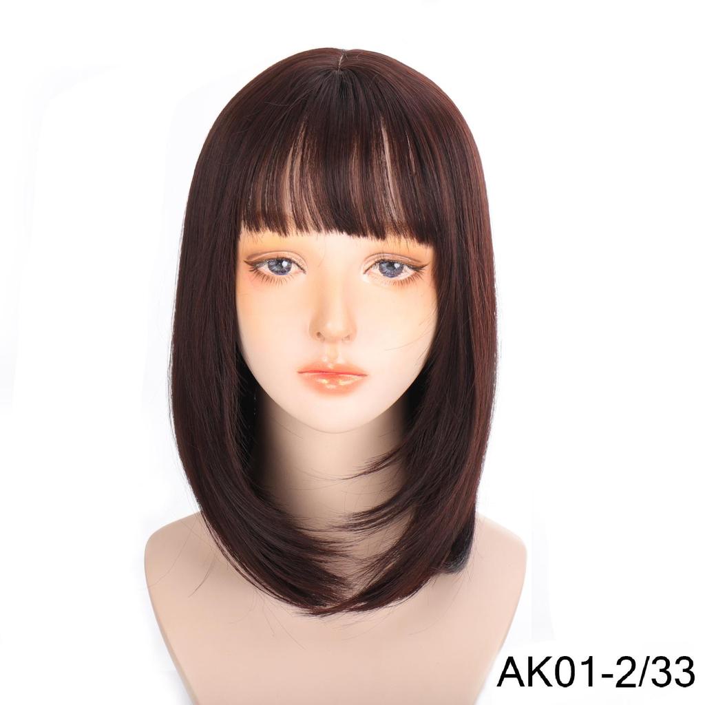 Короткий парик с челкой для женщин, синтетические парики, черные, коричневые парики для косплея для вечеринок, на каждый день, до плеч