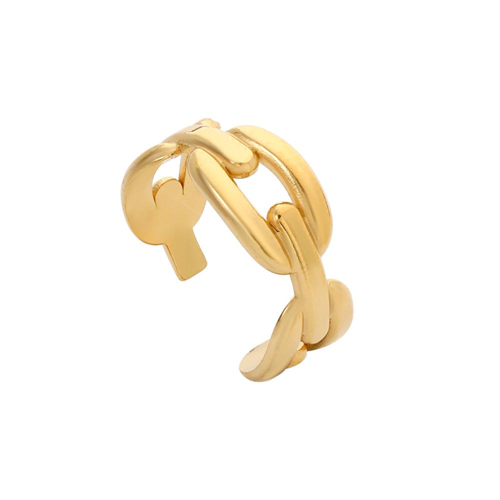 Women's hollowed-out non-fading open ring Women's niche design Simple stainless steel plain ring Couple ring