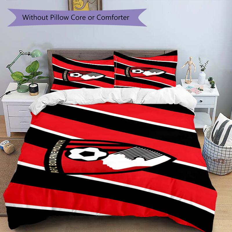 Soccer Ball Afc Crest Printed Pattern Duvet Cover Set – includes 1 duvet cover and 2 matching pillowcases Bedroom decor Christmas gifts