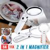 5 / 11X Magnifying Glass With 8 LED Light Foldable Magnifier LED Table Desk Stand Handheld Portable Magnifying Glass Loupe