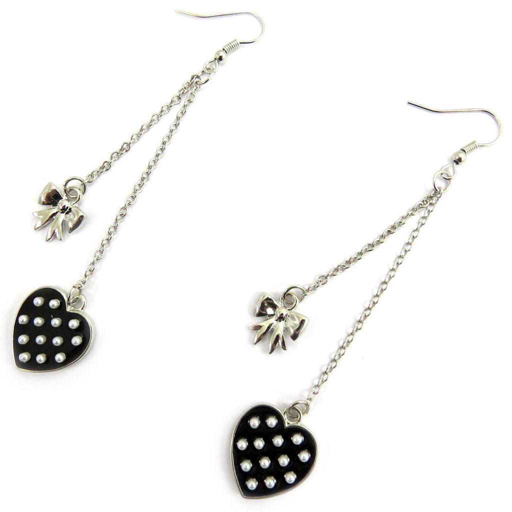 Les Trésors De Lily [L5615] - Black 'Love' Designer Earrings
