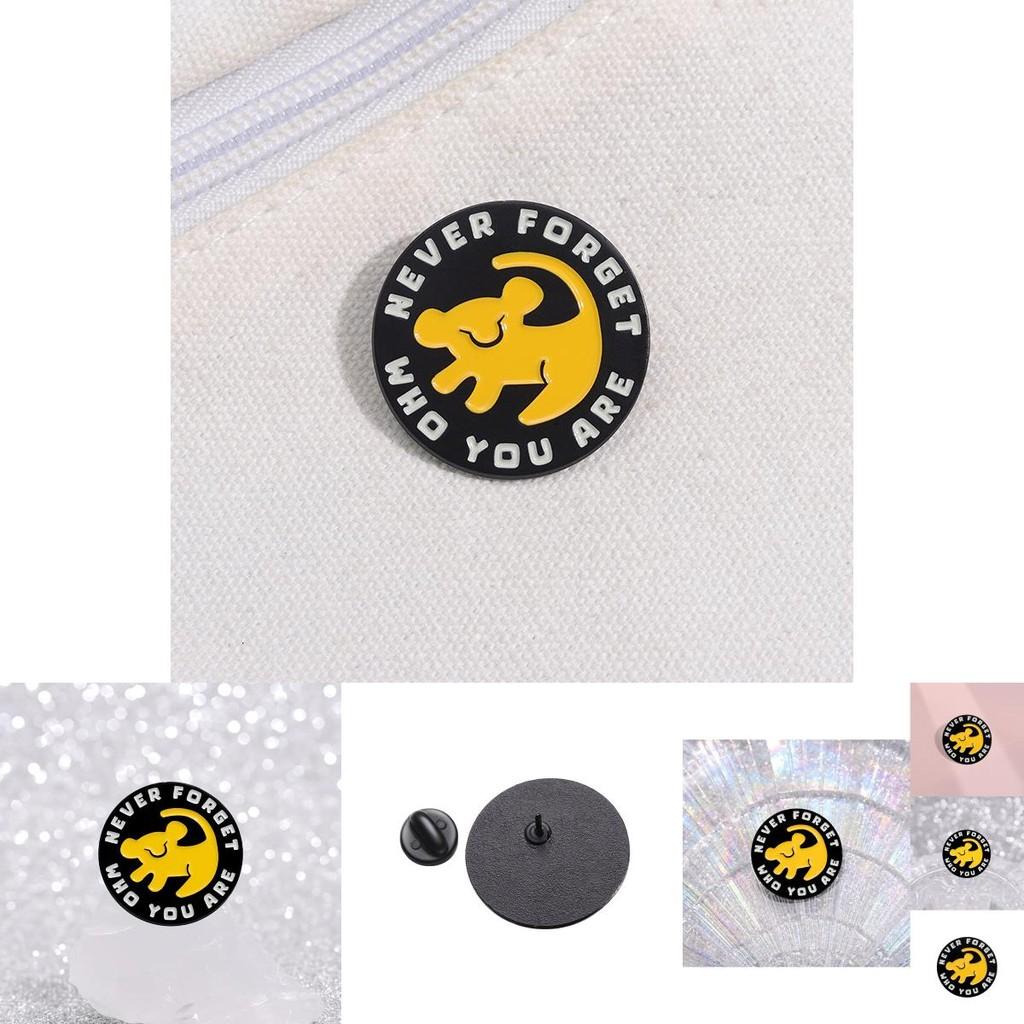 Versatile Geometric Round Never Forget Who You Are Cartoon Dog Brooch For All Occasions