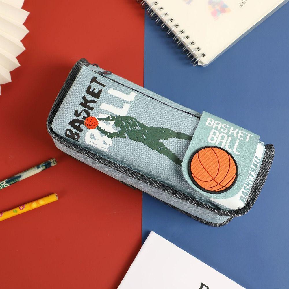 Storage Basketball Pencil Case Large Capacity Cartoon Basketball Stationery Box Teens Girls Boys