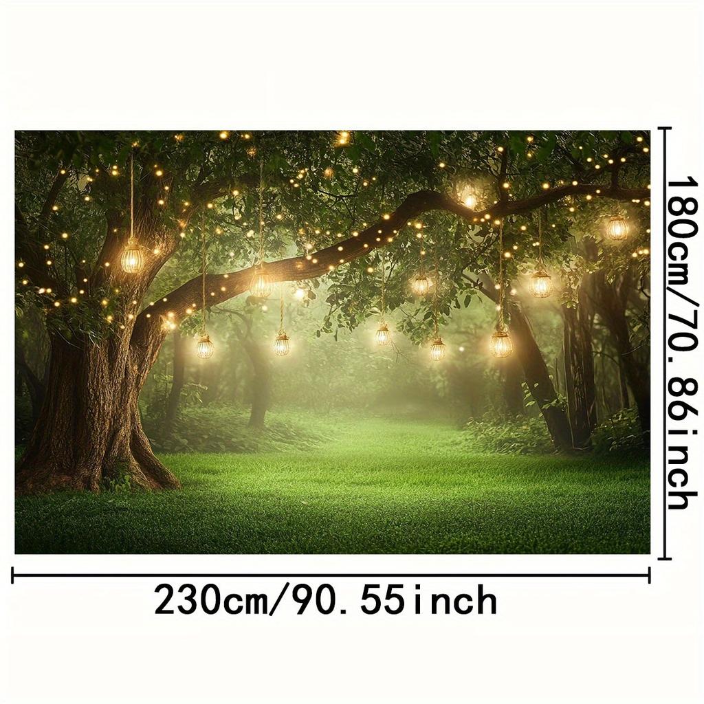 1 Magic Forest Party Background Cloth - Durable polyester material, suitable for weddings and birthdays