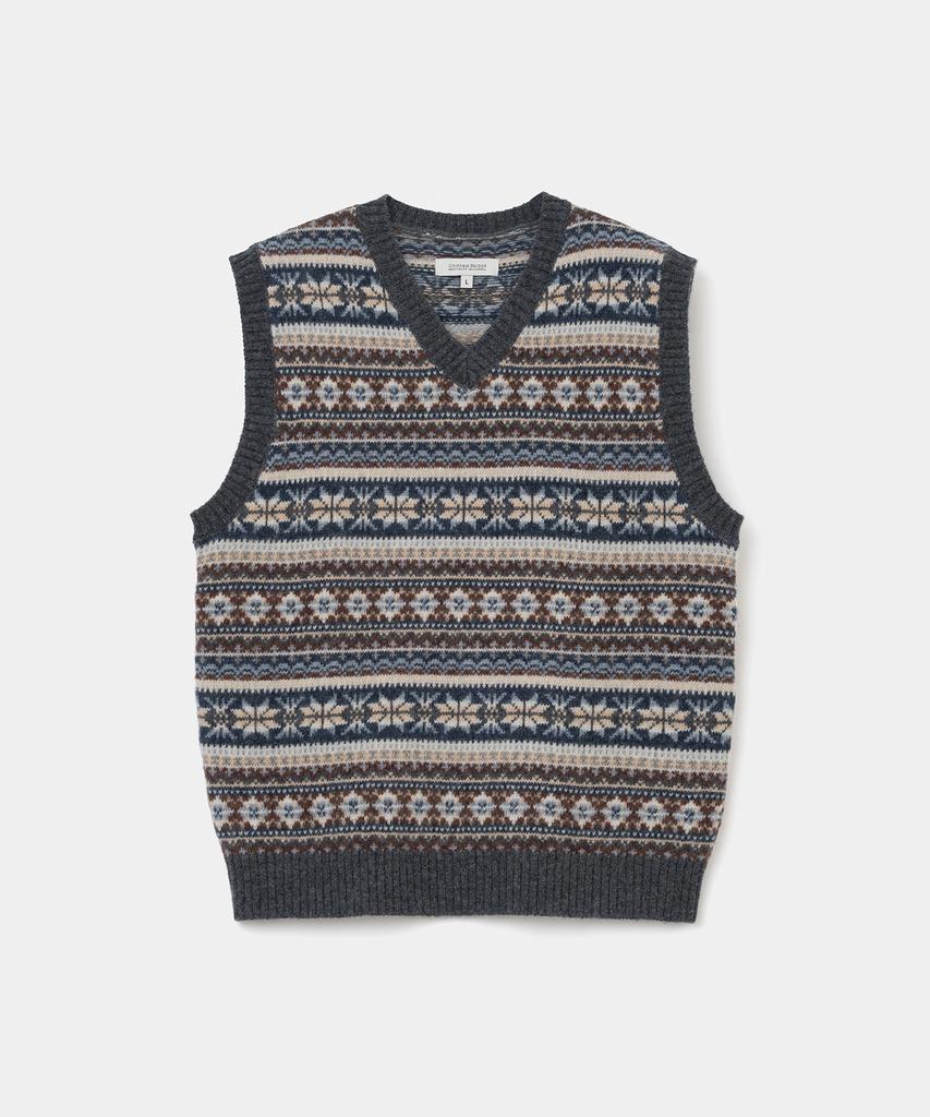 UNIFORM BRIDGE Жилет в стиле Fair Isle, угольный
